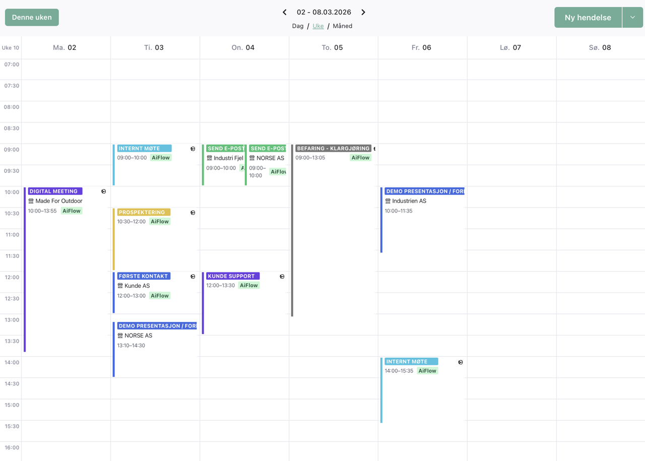 Team-kalender i AIFlow CRM
