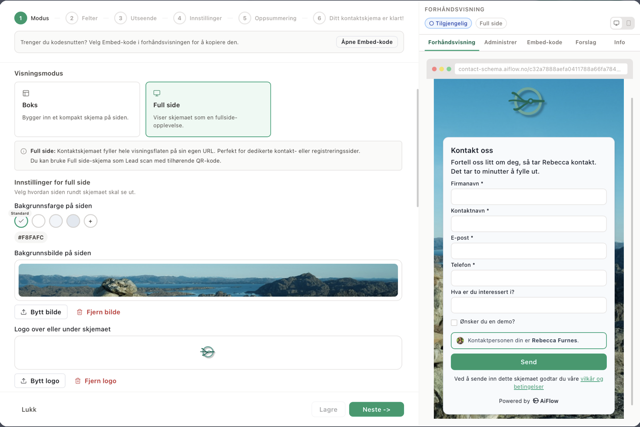AIFlow kontaktskjema med automatisk CRM-kobling